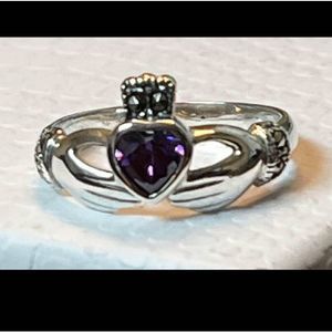 Sterling Silver 925 genuine tanzenite vintage Irish claddagh ring new sz 6